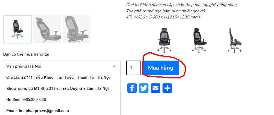 nút mua hàng online ghế gl309 tại hoaphat.pro.vn