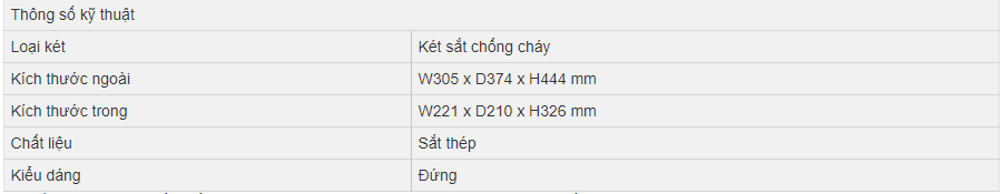 thông số kỹ thuật két sắt Hòa Phát ks35d