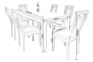 kích thước bàn ghế ăn tiêu chuẩn chiều cao bàn 750 mm ghế cao 96mm